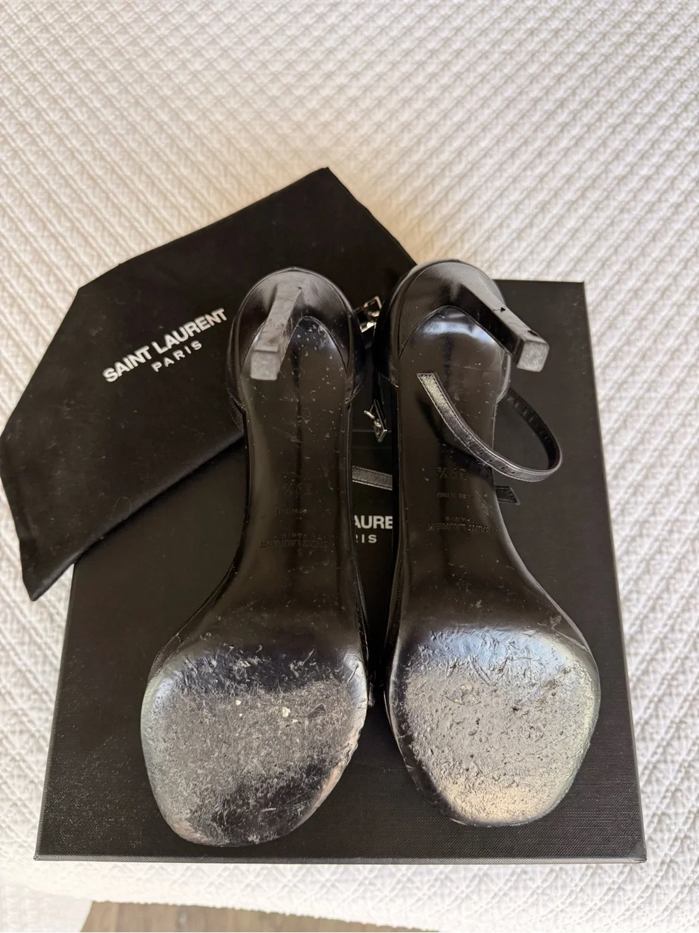 Saint Laurent Black Leather Jane 90mm Ankle Strap Heels | YSL | Luxury - Picture 2 of 3